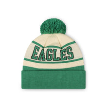Load image into Gallery viewer, FOCO Philadelphia Eagles NFL Retro Team Logo Heritage Stripe Pom Beanie Hat, Cream