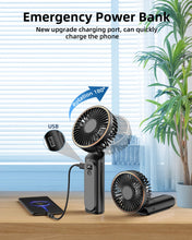 Load image into Gallery viewer, TUNISE Portable Handheld Fan, Portable Fan Rechargeable, 4000mAh, 180° Adjustable, 6 Speed Wind, Display Electricity in Real Time, USB Rechargeable Foldable Fan, Quiet Personal Fan with Power Bank