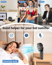 Load image into Gallery viewer, TUNISE Portable Handheld Fan, Portable Fan Rechargeable, 4000mAh, 180° Adjustable, 6 Speed Wind, Display Electricity in Real Time, USB Rechargeable Foldable Fan, Quiet Personal Fan with Power Bank