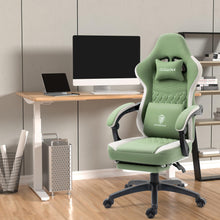 Load image into Gallery viewer, Dowinx Gaming Chair Breathable Fabric Computer Chair with Pocket Spring Cushion, Comfortable Office Chair with Gel Pad and Storage Bag,Massage Game Chair with Footrest,Green
