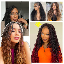 Load image into Gallery viewer, 8 Packs Crochet Box Braids-14 Inch Boho Box Braids Crochet Braids Hair Bohomian Box Braid Crochet Hair Synthetic Braiding Hair Goddess Box Braids Crochet Hair for Black Women (1B/30/27)