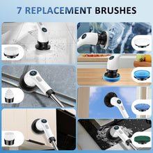 Load image into Gallery viewer, Electric Spin Scrubber, Full-Body IPX7 Waterproof Cordless Power Cleaning Brush with Adjustable Extension Handle, 2-Speed Shower Scrubber with 7 Replaceable Brush Heads for Bathroom, Kitchen Cleaning
