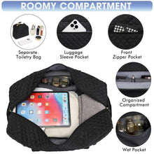 Load image into Gallery viewer, Large Women Travel Duffle Bag - Carry on Overnight Bag Weekend Travel Duffel Tote Bag Yoga Gym Bag with Wet Pocket Toiletry Weekender Overnight Bag for Travel Business Trips Sport Hospital Black