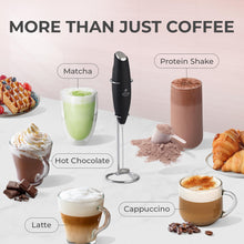 Load image into Gallery viewer, Zulay Kitchen Powerful Milk Frother Wand - Ultra Fast Handheld Drink Mixer - Electric Whisk Foam Maker for Coffee, Lattes, Cappuccino, Frappe, Matcha, Hot Chocolate & Coffee Creamer - Milk Boss Black