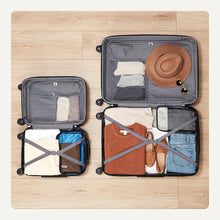 Load image into Gallery viewer, Amazon Basics 2-Piece Set (21", 30"), Hardshell Suitcases With Wheels, Expandable For Up to 25% More Space, With Scratch-Resistant Surface, Four Multi-directional Wheels, Black