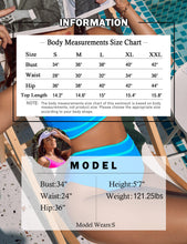 Load image into Gallery viewer, BMJL Women's High Waisted Bikini Sets Sporty Two Piece Swimsuits Color Block Cheeky High Cut Bathing Suits(L,Blue)