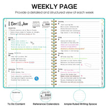 Load image into Gallery viewer, 2025 Planner - Weekly and Monthly Planner Spiral Bound, January 2025 - December 2025, Hardcover 2025 Calendar Planner Book with Tabs, Inner Pocket, Perfect for Office Home School Supplies - A5 (6.3" x 8.5"), Aquamarine