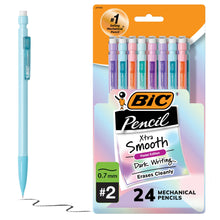 Load image into Gallery viewer, BIC Xtra-Smooth Pastel Mechanical Pencils with Erasers, Medium Point (0.7mm), 24-Count Pack, Bulk Mechanical Pencils for School or Office Supplies