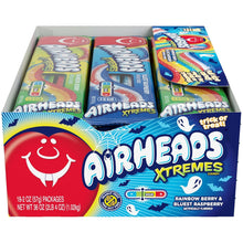 Load image into Gallery viewer, Airheads Xtremes Belts, Halloween Trick or Treat Sweetly Sour Candy, Rainbow Berry and Bluest Raspberry Flavors, Individually Wrapped Bulk Candy for Adults & Kids, Assorted Multipack, 2 oz (Pack of 18)