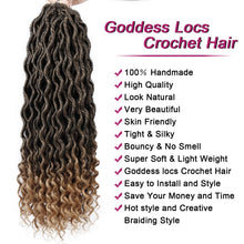 Load image into Gallery viewer, Goddess Locs Crochet Hair - 6 Packs 20 Inch Wavy Faux Locs Crochet Hair for Black Women, Ombre Faux Locs Crochet Hair with Curly Ends Synthetic Braids Hair Extensions (20Inch, T1B-27#)