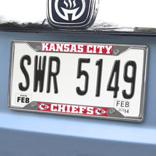 Load image into Gallery viewer, FANMATS 21376 Kansas City Chiefs Chrome Metal License Plate Frame, Team Colors, 6.25in x 12.25in