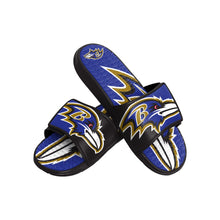 Load image into Gallery viewer, FOCO Baltimore Ravens NFL Mens Colorblock Big Logo Gel Slides - XL