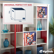 Load image into Gallery viewer, BigFinds Decorative Storage Fabric Box Set - Cat & Dog 2 Print with American Flag Closet Organizers For Bedroom - Foldable Bins For Clothes & Toy Organization