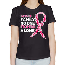 Load image into Gallery viewer, fresh tees in This Family No One Fight Alone T-Shirt | Breast Cancer Awareness Shirts for Women/Men (Small, Black)