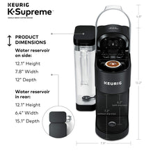Load image into Gallery viewer, Keurig K-Supreme Single Serve K-Cup Pod Coffee Maker, MultiStream Technology, 4 Brew Sizes, 66oz Dual-Position Removable Reservoir, Black