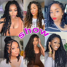 Load image into Gallery viewer, Bileaf 8 Packs Passion Twist Crochet Hair 10 Inch Pre-twisted Short Crochet Passion Twist Hair, Pre Looped Passion Twist Crochet Braids Bohemian Crochet Hair 1B