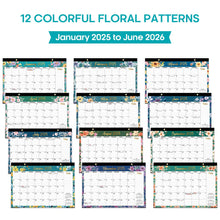 Load image into Gallery viewer, Desk Calendar 2025, 18 Months Calendar Runs from January 2025 to June 2026 - Large 17" x 12" Desktop/Wall Monthly Calendar for Home School, or Office - 2025 New Edition, Floral Pattern