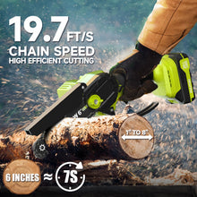 Load image into Gallery viewer, Mini Chainsaw Cordless, 6 Inch Electric Chainsaw Cordless Small Battery Powered Chainsaw, Lightweight Portable Handheld Chain Saw Electric Saw for Tree Branches Wood Cutting Pruning Gardening Gfit
