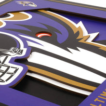 Load image into Gallery viewer, YouTheFan NFL Baltimore Ravens 3D Logo Series Wall Art - 12x12, Team Colors