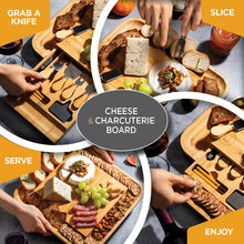 Load image into Gallery viewer, Charcuterie Boards Gift Set - Bamboo Cheese Board - Unique House Warming Gifts New Home - Wedding Gifts for Couple, Bridal Shower, Housewarming, Birthday Gifts for Women - by: Bambüsi