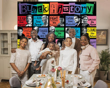 Load image into Gallery viewer, Sunwer Black History Month Photo Booth Backdrop Juneteenth Pan African American Famous People Banner School Classroom Bulletin Board Decoration (5.9×3.6ft)