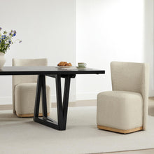 Load image into Gallery viewer, CHITA Upholstered Rolling Dining Chair on Casters Set of 2, FSC Certified Modern Fabric Dining Chair with Casters, Boucle Dining Chairs for Reading Room Waiting Room Kitchen Dining Room, Oatmeal