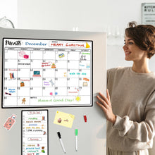 Load image into Gallery viewer, Magnetic Dry Erase Refrigerator Calendar with Markers - 15" x 11" Monthly Fridge Calendar and Today List, Fridge Whiteboard with Back Magnet