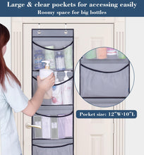 Load image into Gallery viewer, KEETDY Hanging Shelves Over the Door Organizer Storage for Closet with 5 Pockets Organizer for Bedroom Bathroom, 2 Pack(Grey)