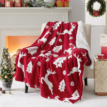 Load image into Gallery viewer, Bedsure Christmas Blanket Red - Luxury Christmas Decorations Holiday Deer Blanket Warm Cozy Sherpa Blanket Gift 50"x60"