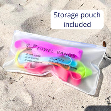 Load image into Gallery viewer, Towel Bands (6-Pack), Beach Pool & Cruise Chairs, Extra Durable, No Snapping, Cruise Ship & Beach Essentials, Great Alternative to Beach Towel Clips (3 Regular + 3 Glow in The Dark