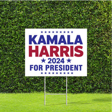 Load image into Gallery viewer, Kamala Harris 2024 For President Red White & Blue Yard Sign with Metal H Stake