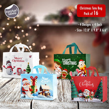Load image into Gallery viewer, 16PCS Christmas Gift Bags,Christmas Tote Bags with Handles, Christmas Treat Bags, Multifunctional Non-Woven Christmas Bags for Gifts Wrapping Shopping, Xmas Party Supplies, 13"×9.8"×6.6"