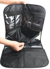 Load image into Gallery viewer, Freegrace Premium Hanging Toiletry Travel Bag - Cosmetic, Jewelry, Toiletry & Accessory Storage Organizer Bag, Large Size, Various Compartments (Black)