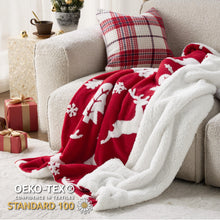 Load image into Gallery viewer, Bedsure Christmas Blanket Red - Luxury Christmas Decorations Holiday Deer Blanket Warm Cozy Sherpa Blanket Gift 50"x60"