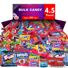 Load image into Gallery viewer, Bulk Halloween Candy Individually Wrapped Variety Pack - 4.5 Pounds Mixed Assorted Candies for Pinata Fillers, Schools, Office Treats, and Party Bags | Approx. 250 Pieces