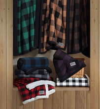Load image into Gallery viewer, Eddie Bauer - Throw Blanket, Super Soft Reversible Sherpa Flannel Bedding, Ideal Christmas & White Elephant Gifts, Cozy Plaid Throw Blankets for Couch (Cabin Plaid Red, Throw)