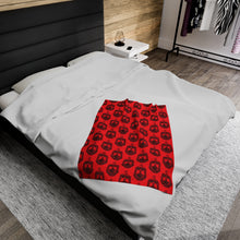 Load image into Gallery viewer, Red Velveteen Plush Blanket with Black DST Crest Theme