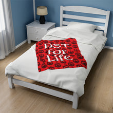 Load image into Gallery viewer, Red Velveteen Plush Blanket with Black DST Crest with DST for Life Theme