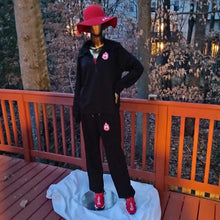 Load image into Gallery viewer, Black 2 piece lounge set with DST Crest Decal on top and pants