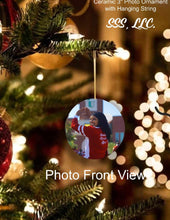 Load image into Gallery viewer, Ceramic 3" Photo Ornament with Customizable Back