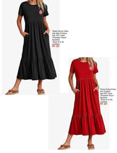 Load image into Gallery viewer, Black or Red Tiered Swing Dress with DST Crest