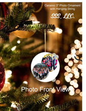 Load image into Gallery viewer, Ceramic 3" Photo Ornament with Customizable Back