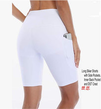 Load image into Gallery viewer, Black, White or Red Long Biker Shorts with Side Pockets and DST Crest