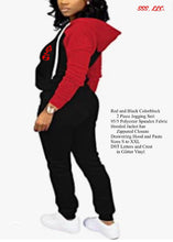 Load image into Gallery viewer, Red and Black DST  Hooded Colorblock Jogging Suit