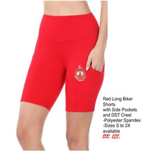 Load image into Gallery viewer, Black, White or Red Long Biker Shorts with Side Pockets and DST Crest