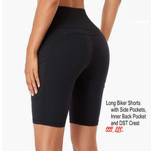 Load image into Gallery viewer, Black, White or Red Long Biker Shorts with Side Pockets and DST Crest