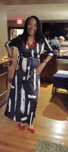 Load image into Gallery viewer, Women's Black and White Print Maxi Dress