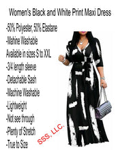 Load image into Gallery viewer, Women's Black and White Print Maxi Dress