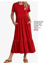Load image into Gallery viewer, Black or Red Tiered Swing Dress with DST Crest