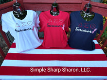 Load image into Gallery viewer, Black Tee with Bling DST Survivor & Cancer Ribbon theme